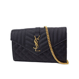 SAINT LAURENT Paris Monogram Mix Matelasse Chain Wallet
